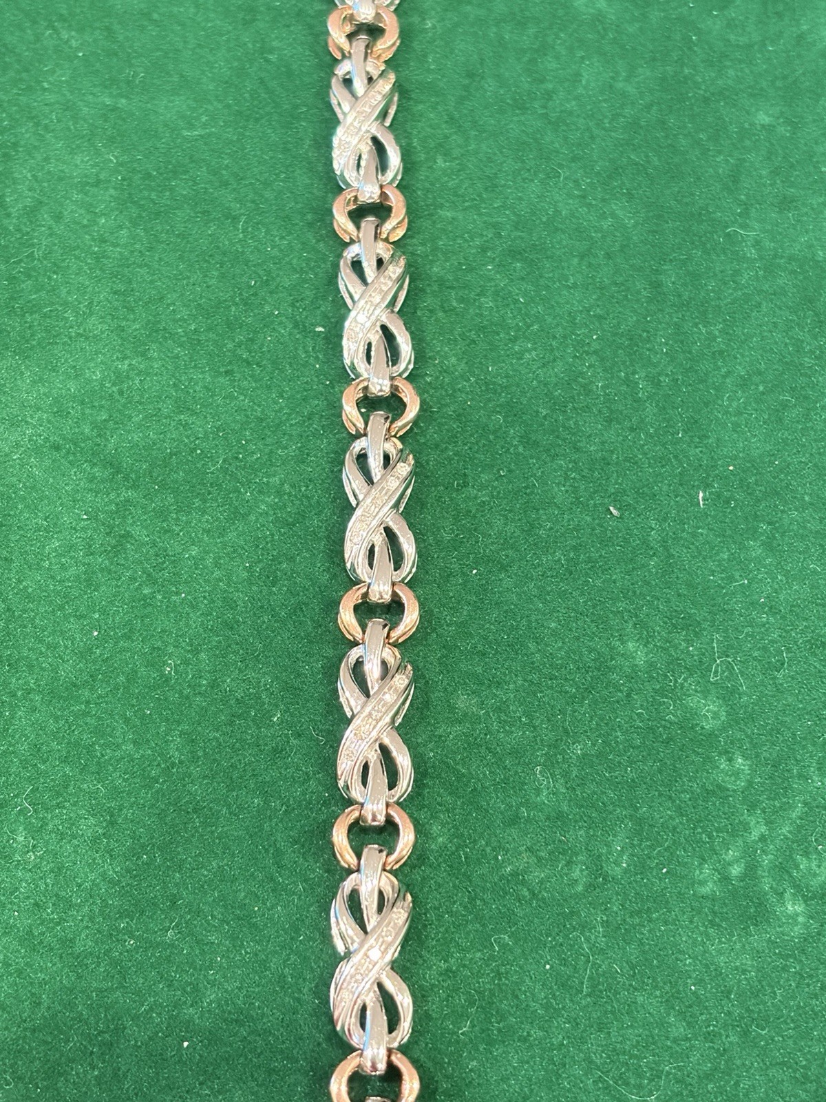Two-Tone White & Rose Gold with Natural Diamonds Infinity Bracelet