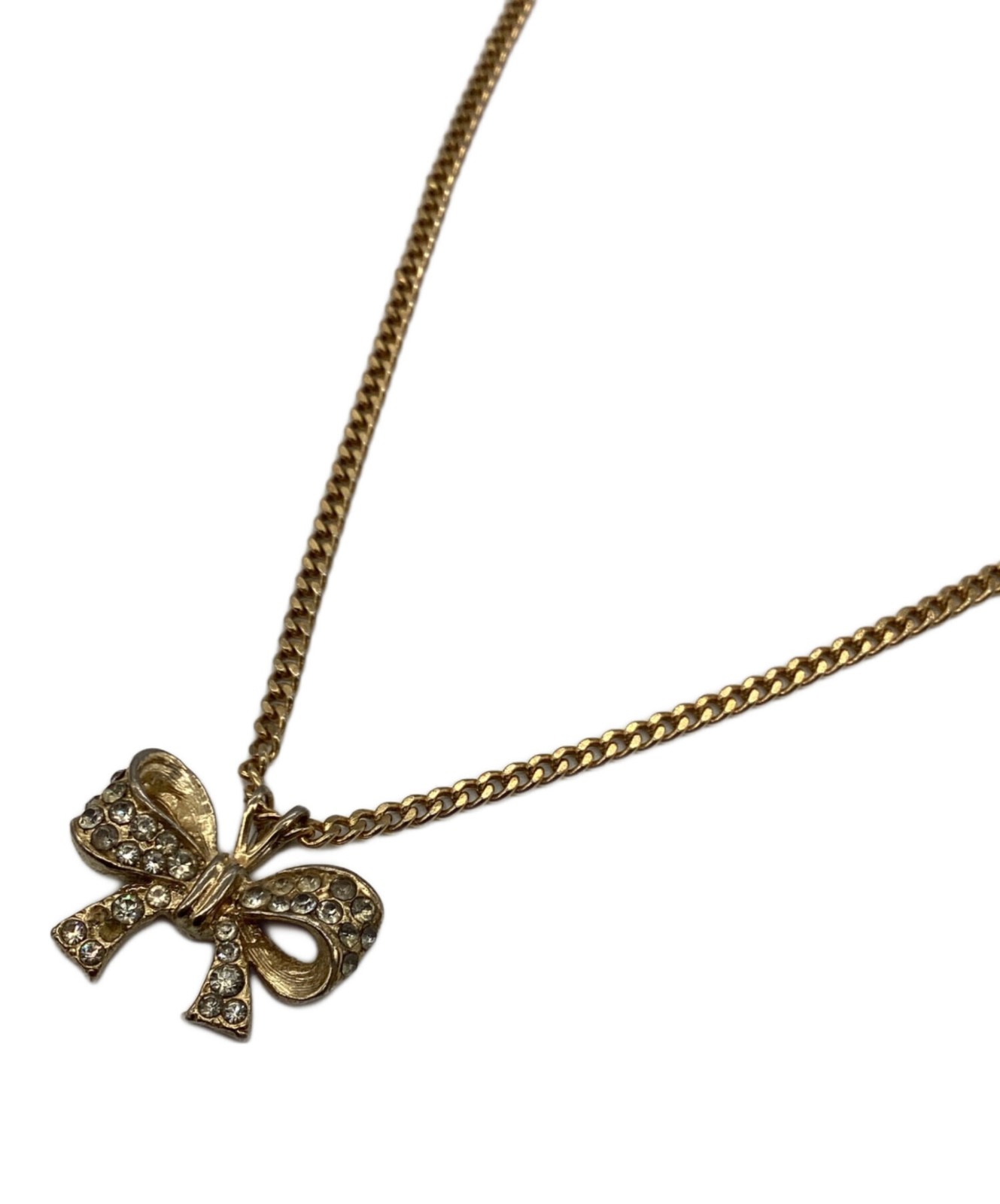 CHRISTIAN DIOR Necklace Ribbon Authentic From Japan