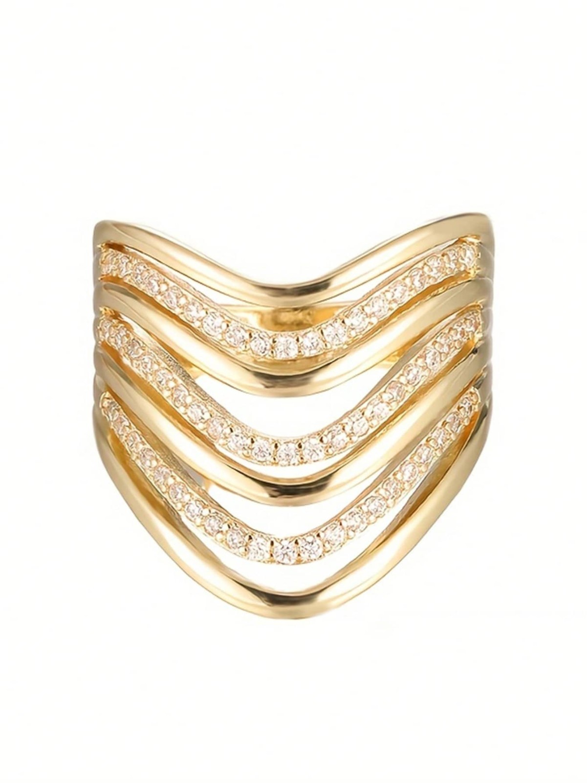 Elegant Cubic Zirconia Ring Wide Band Hollow Women’s Party Jewelry Gift for Her