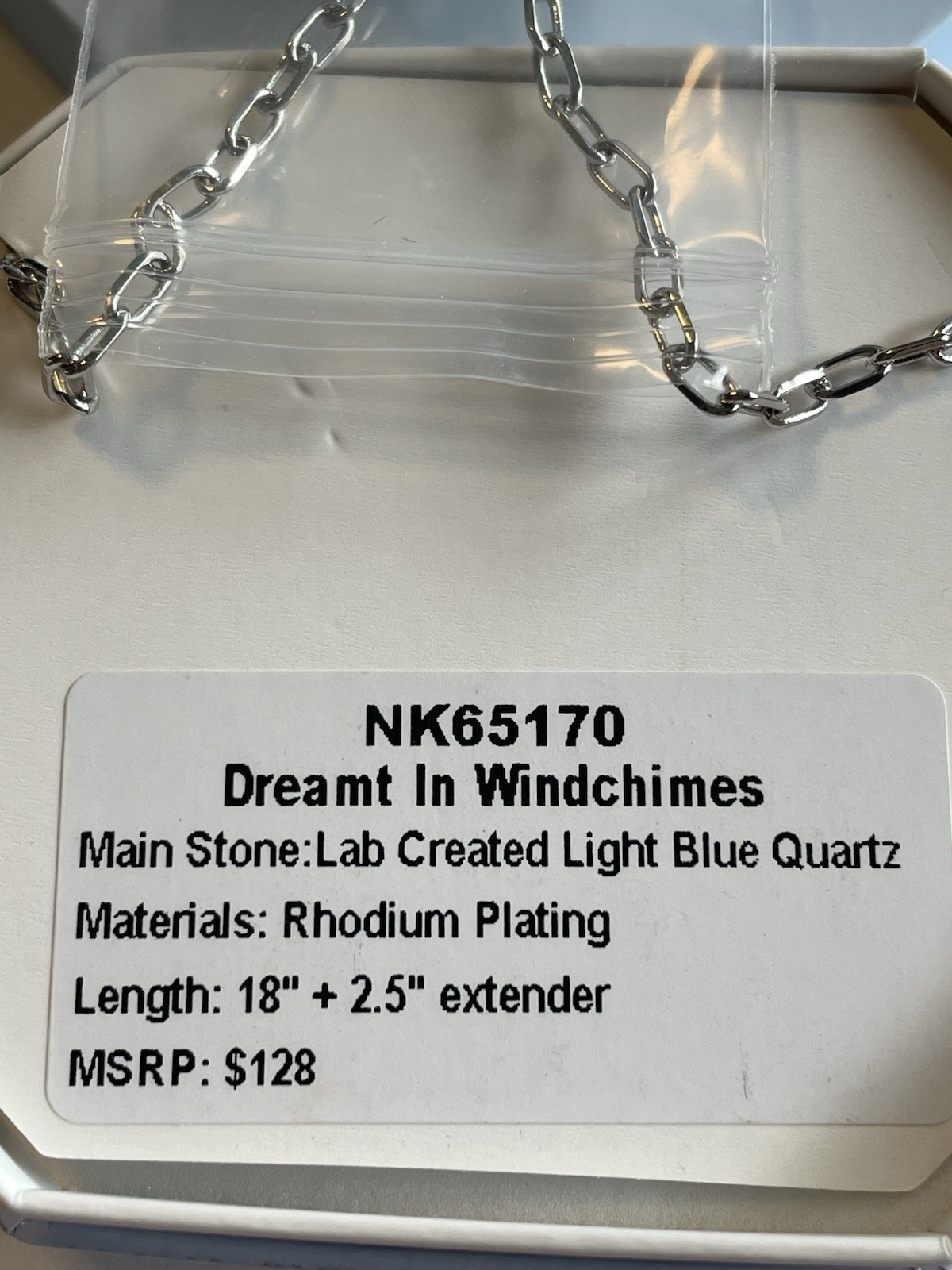 Bomb Party Necklace NK65170 LC Light Blue Quartz Rhodium Plating 18+2.5 Extender