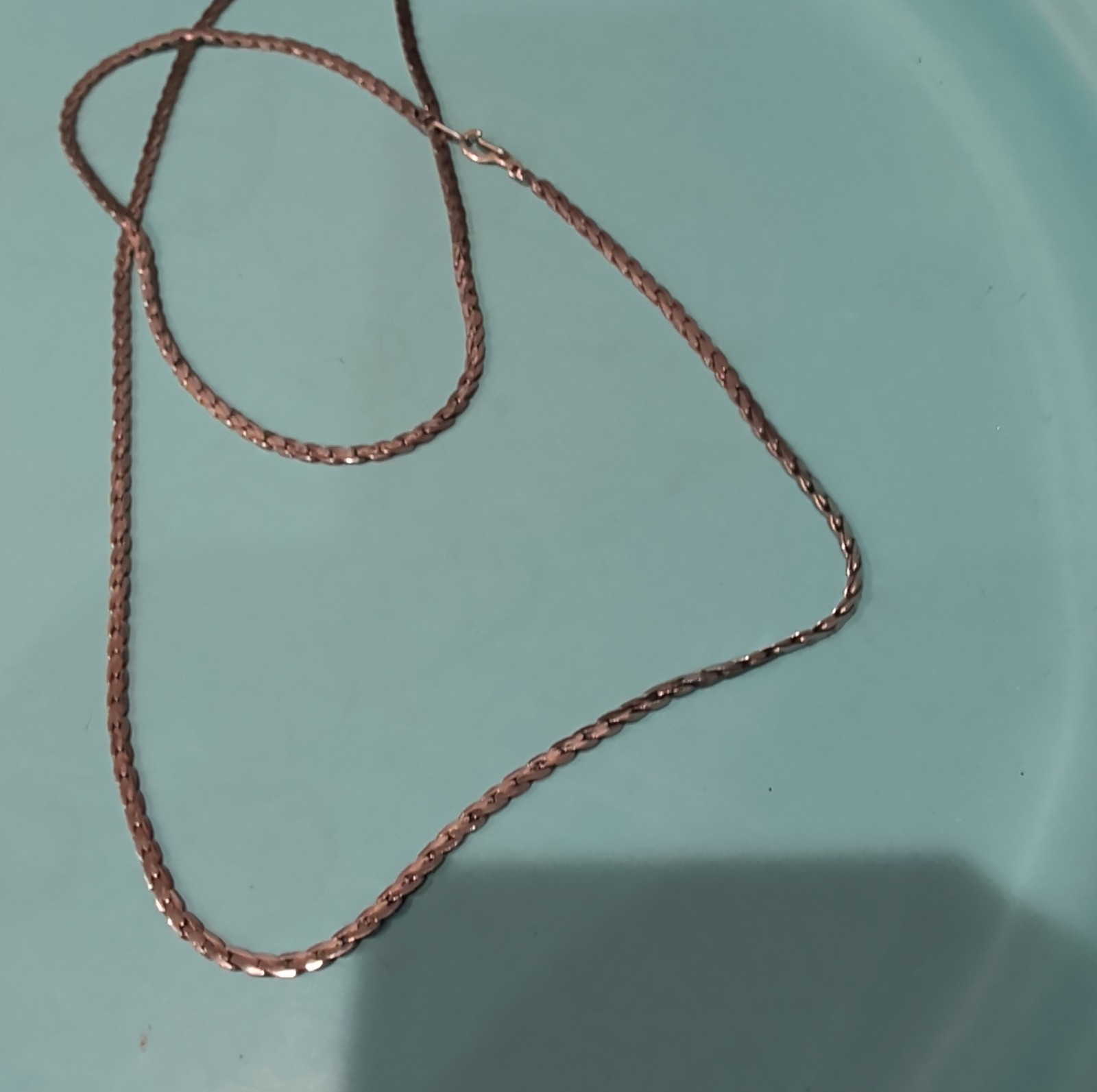 Antique Nickel Silver Wheat Chain Necklace w/ PAT 537986 Safety Clasp 1895…