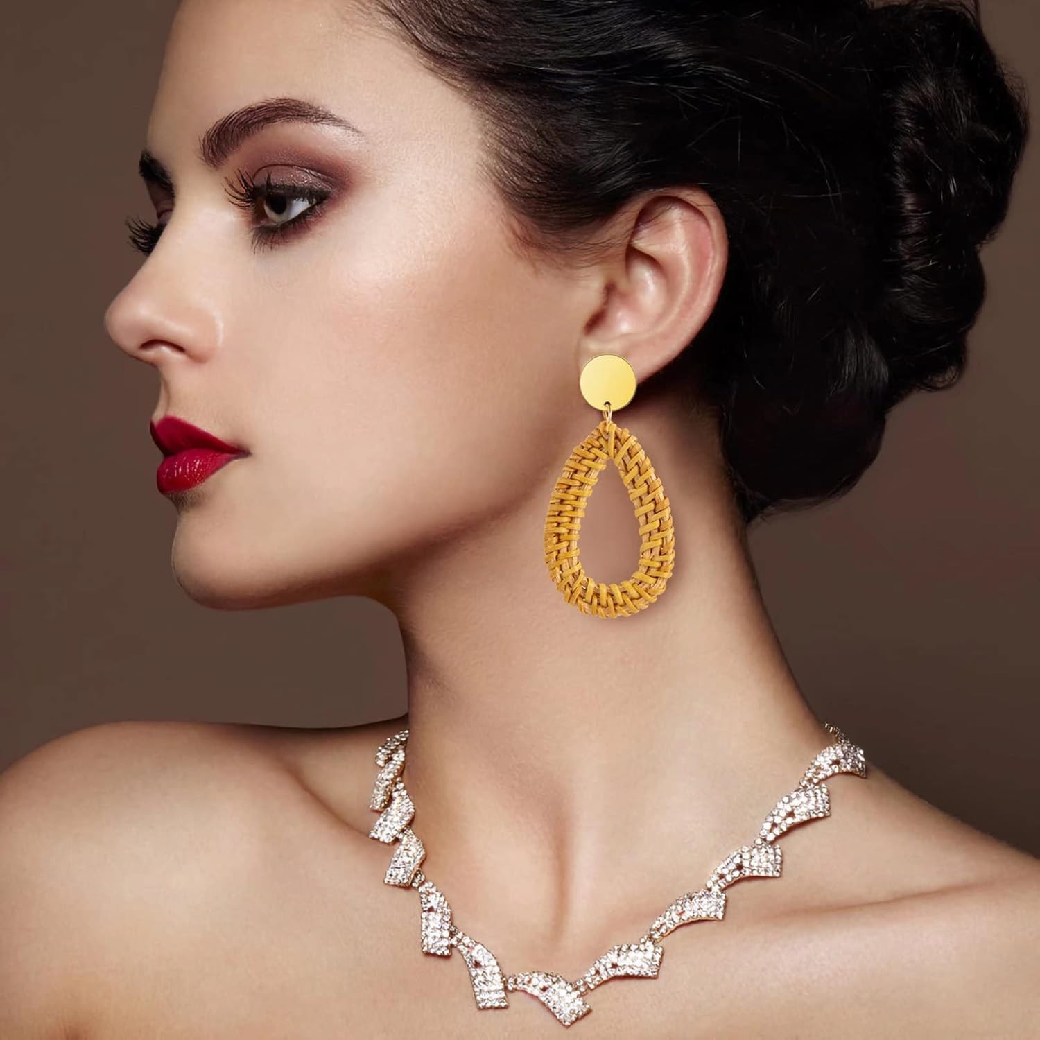 6-18 Pairs Earrings for Women, Lightweight Summer Earrings Straw Earrings Fashio