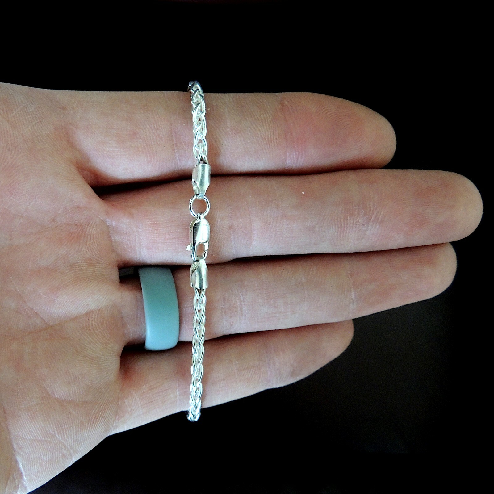 3.0mm Sterling Silver Wheat Spiga Necklace Chain for Pendants (.925)