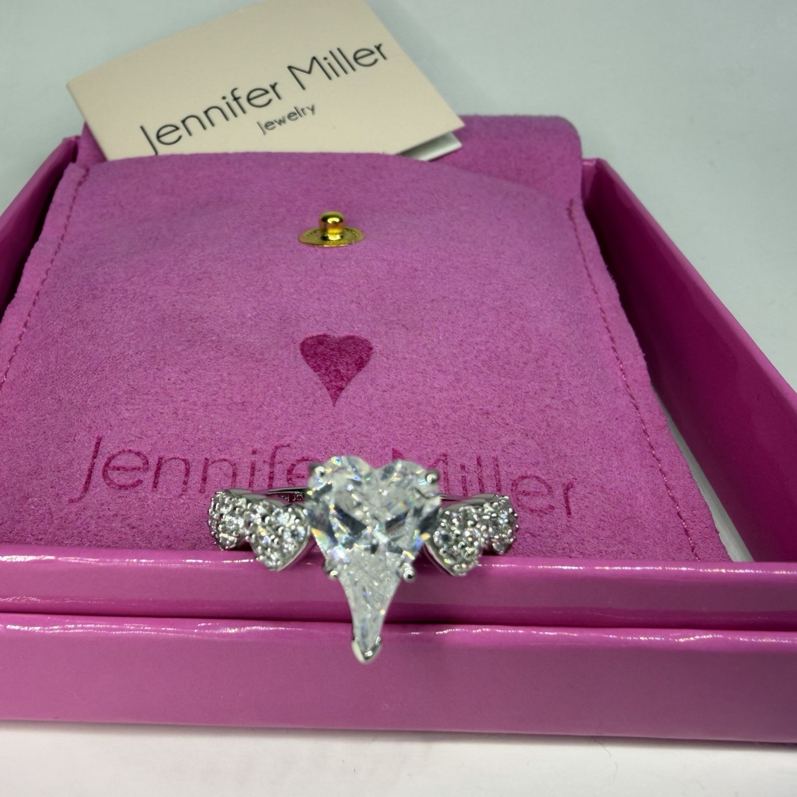 Jennifer Miller Diamonique CZ Heart Pave Stones 2 Tone Sterling Silver Ring 7