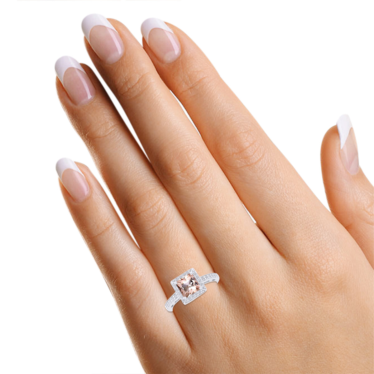 1.65 Ct Simulated Chocolate Framed Square Princess Halo Ring Sterling Silver 925