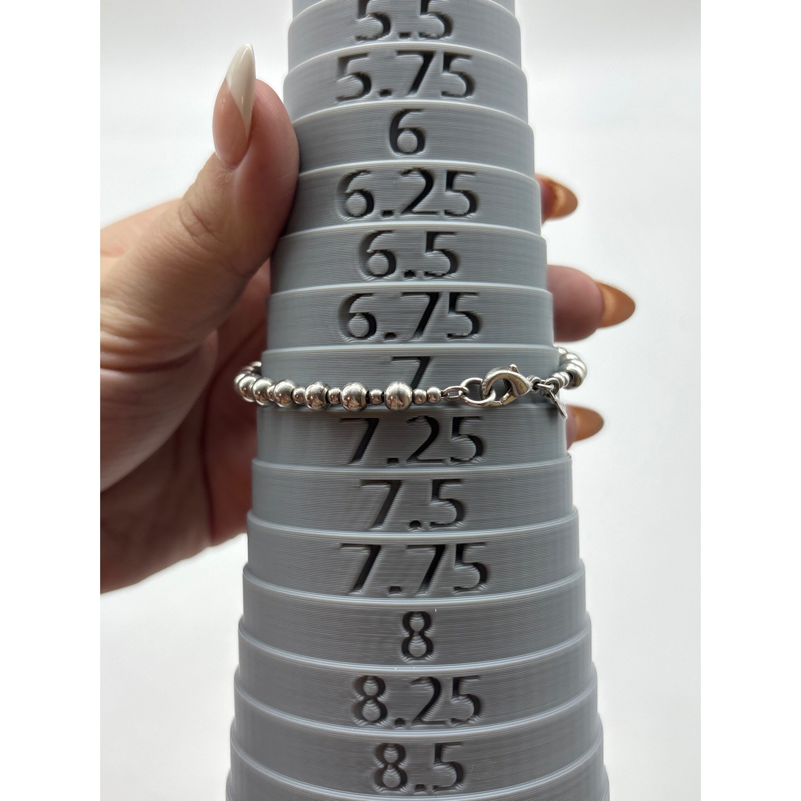 Premiere Designs Silver Tone Beaded Bracelet Polished Round Bead Strand 7 Inch