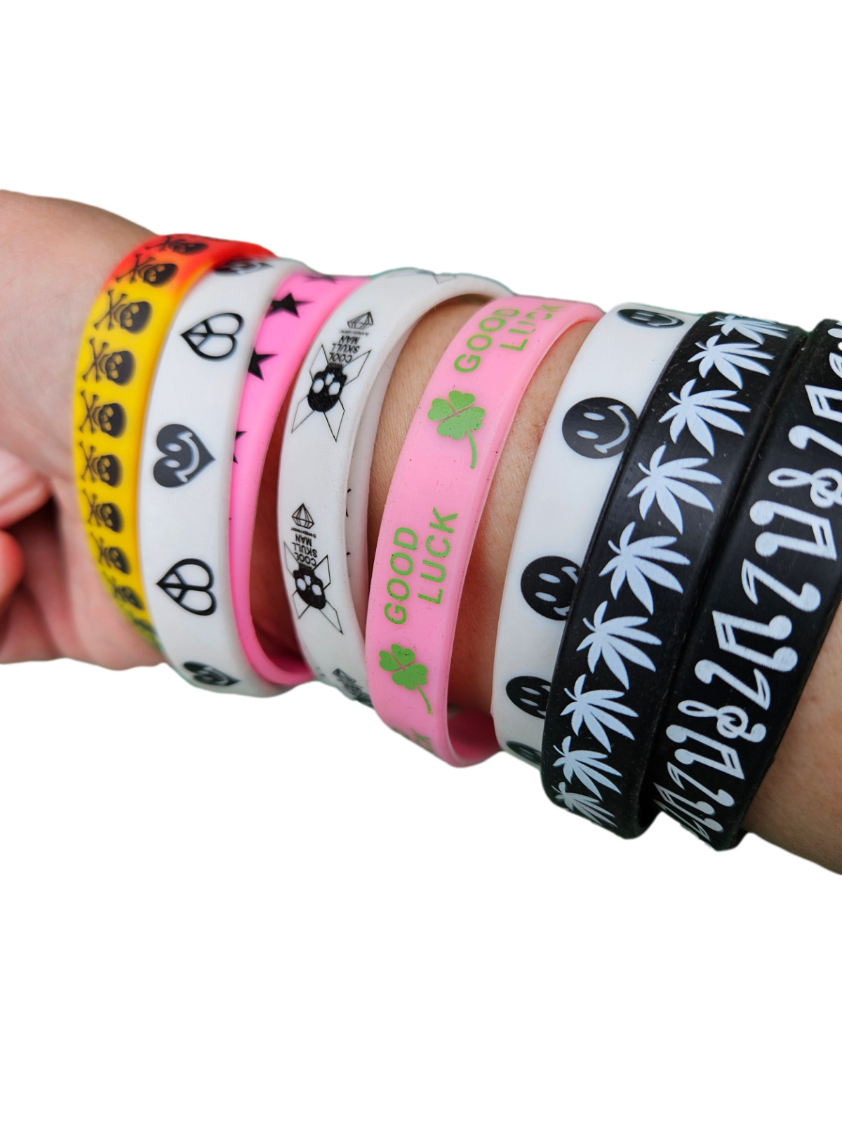 5x Unisex Adults Fashion Silicone Rubber Bands Bracelets Spotted Mixed Designs
