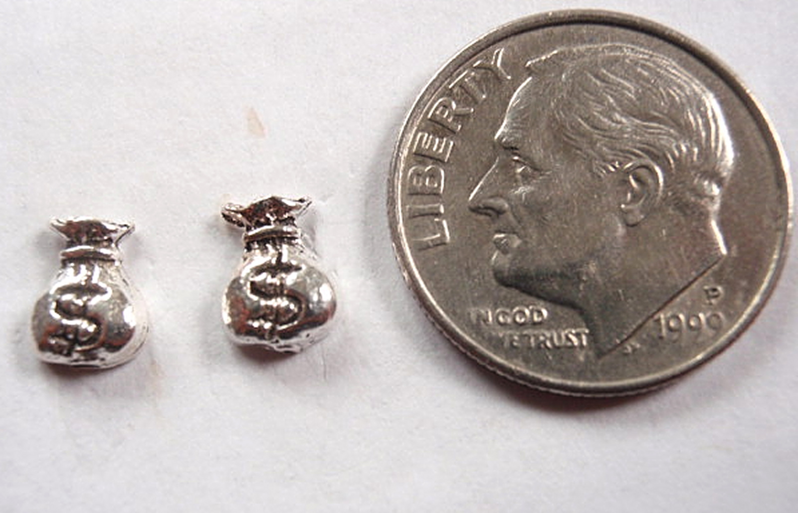 Money Bags $ Stud Earrings 925 Sterling Silver Corona Sun Jewelry cash rich