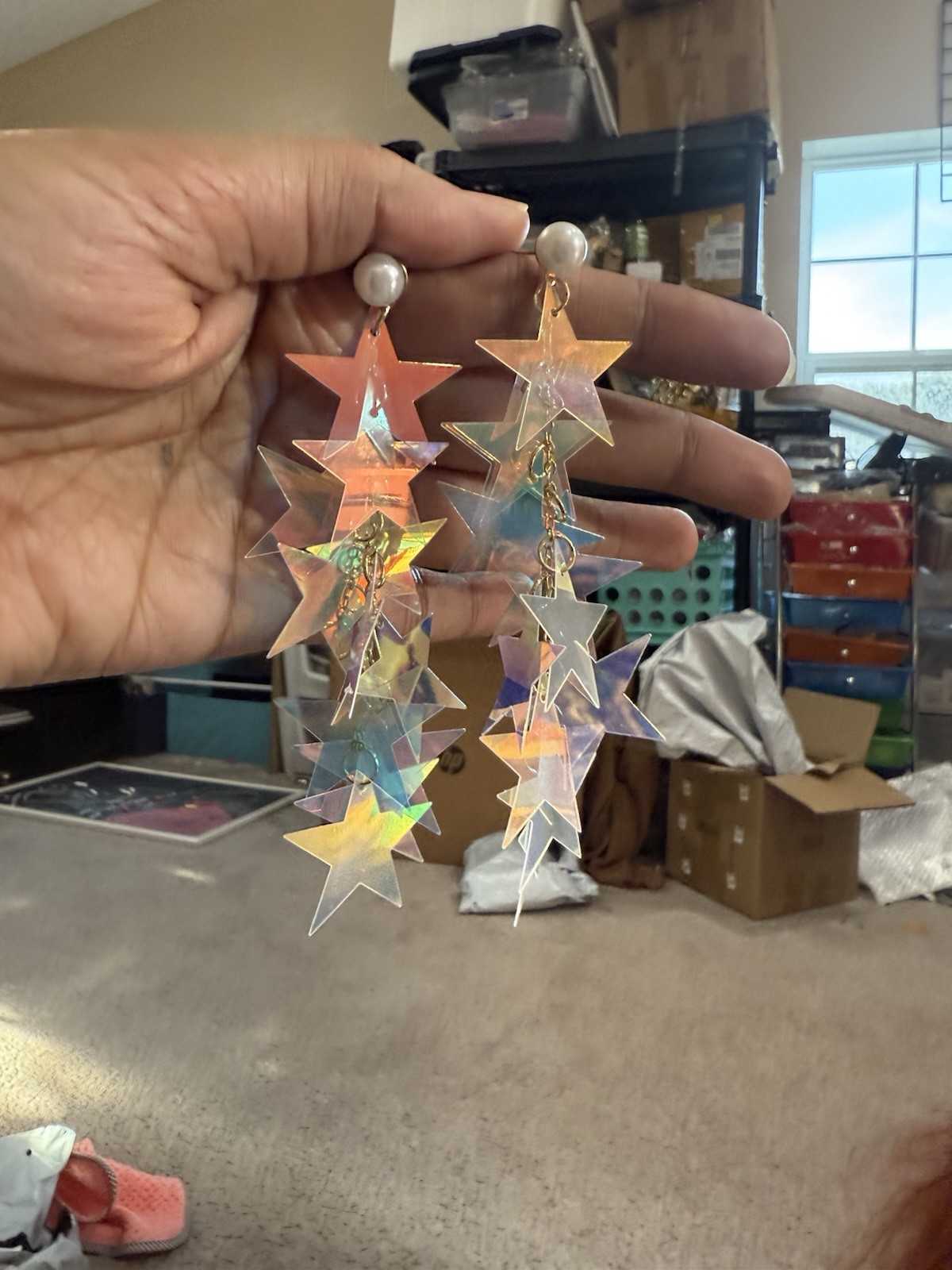Large Star Acrylic Earrings Vintage Style Plastic Chunky Statement Big