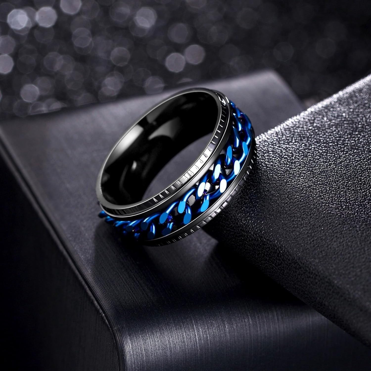 Mens Fidget Rings Anxiety Rings for Men Womens Chain Spinner Rings for Adults…