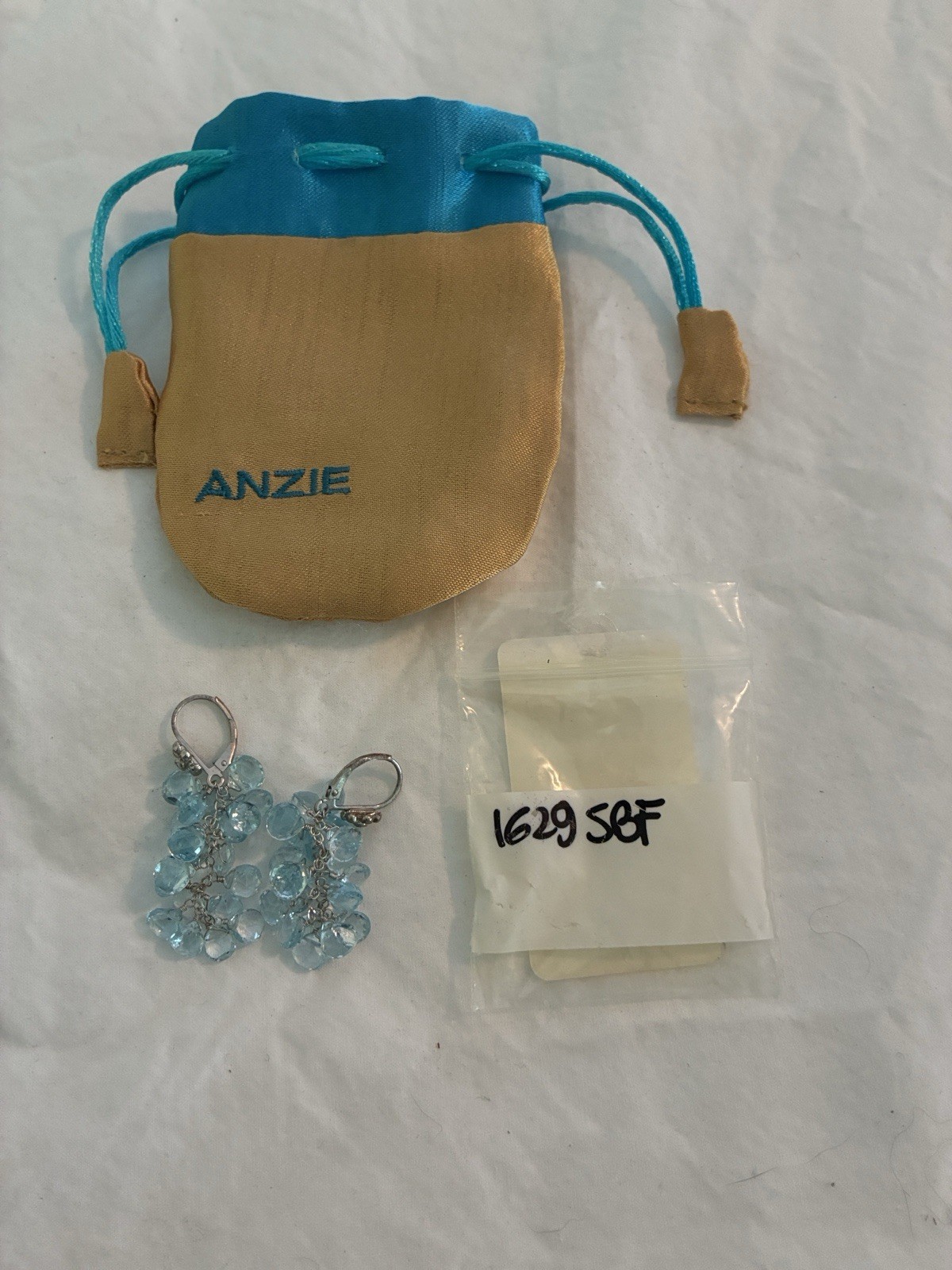 Anzie Blue Round Topaz Cluster Dangle/Drop Hook Earrings Metal 1629SBF