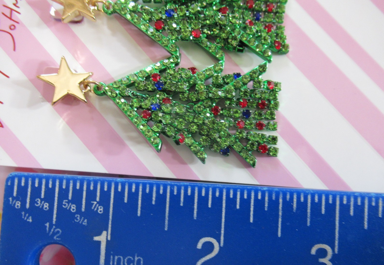 BETSEY JOHNSON Crystal Embellished Christmas Tree Drop Earrings Holiday NWT $78