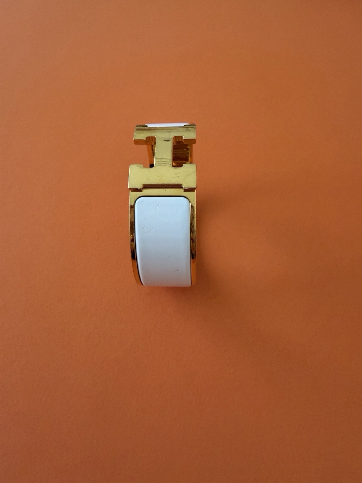 Hermès Clic Clac H Bracelet White Enamel Gold Plated