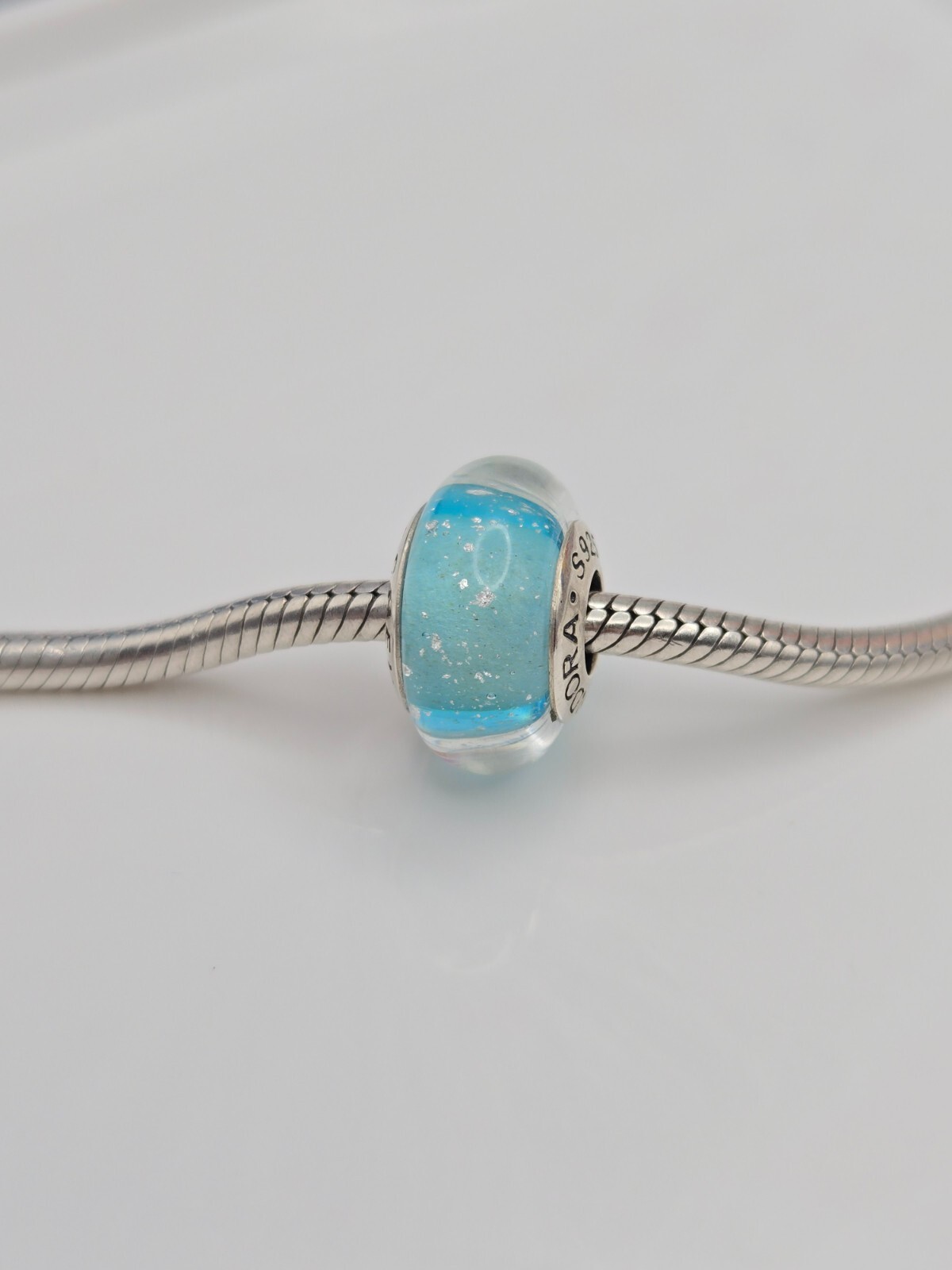 Authentic Pandora Disney Frozen Elsa’s Glass Silver Signature Murano Charm
