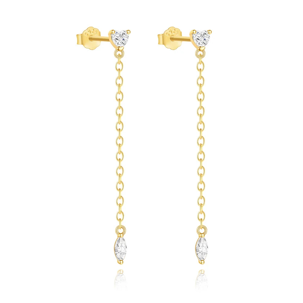 1 Pair 925 Sterling Silver Long Tassel Drop Earrings Women Waterdrop Jewelry