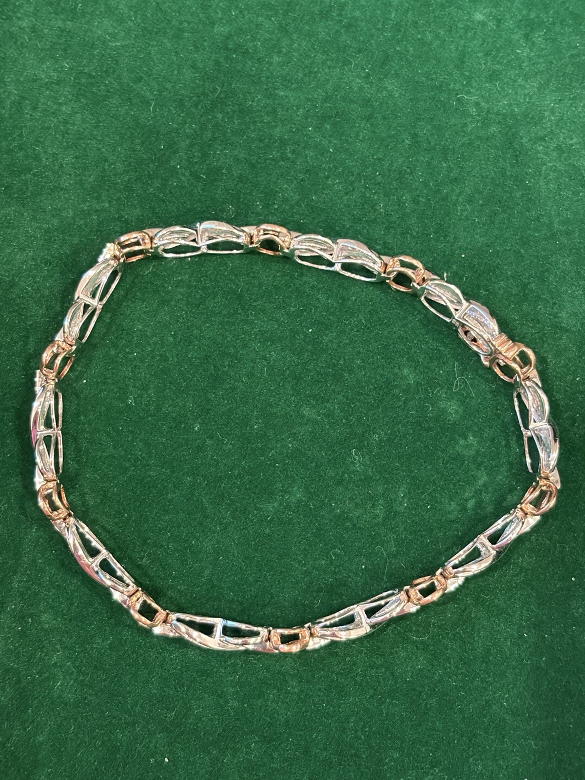 Two-Tone White & Rose Gold with Natural Diamonds Infinity Bracelet