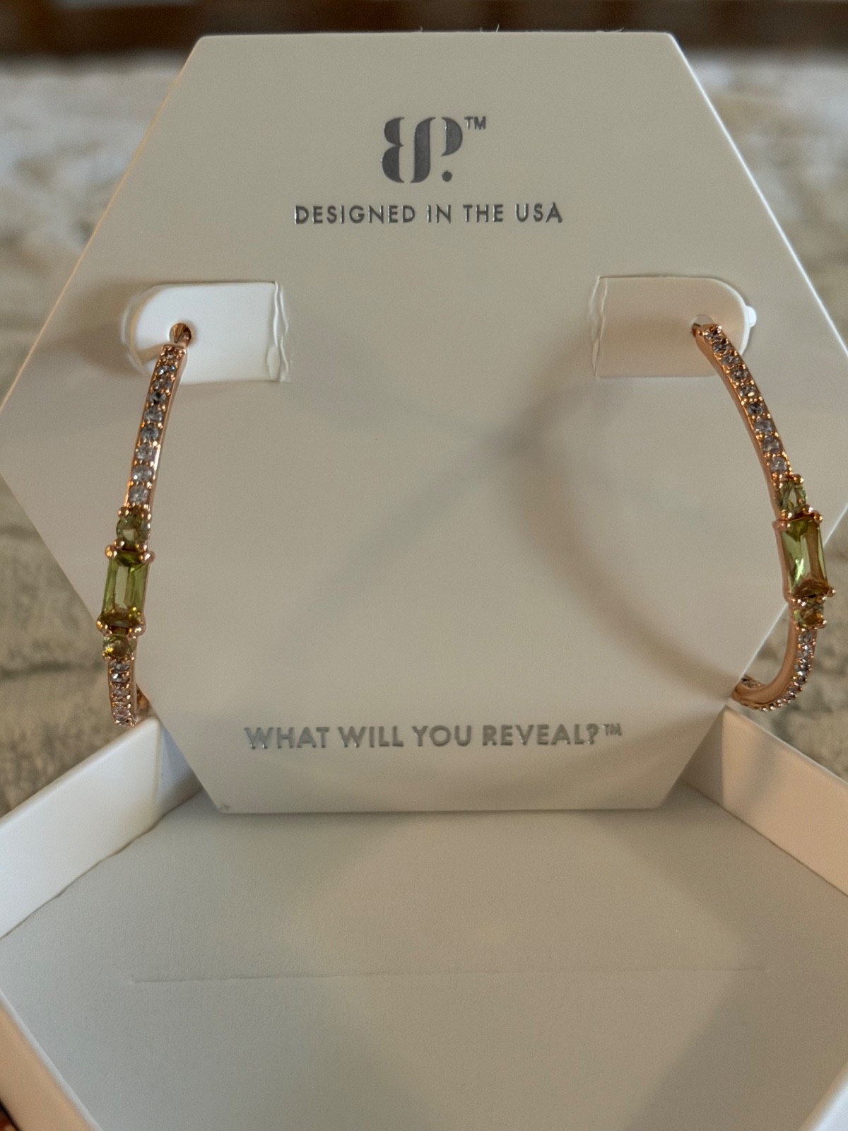 Bomb Party August 2024 Earrings “The Grand Prize” Peridot On Rose Gold Pl