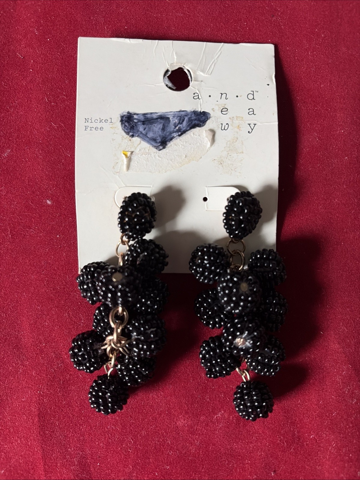 Brand New Black Earrings Nickel Free By a.n.d Light Weight