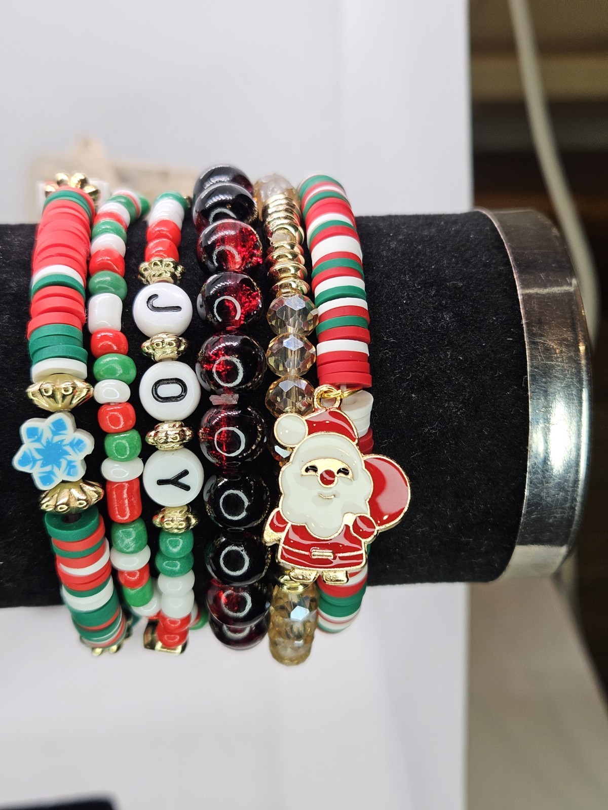 Joyful Christmas Colored Set Of 6 Bracelets Bundled For Xmas Gifts