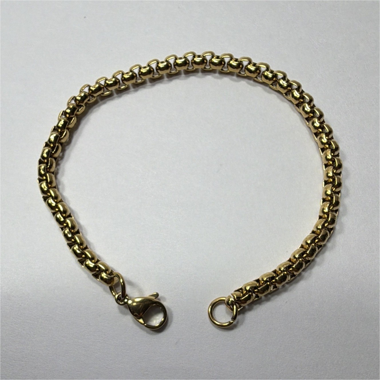 7″ Gold Tone Stainless Steel Box Chain Bracelet 3mm Men Women Unisex Jewelry