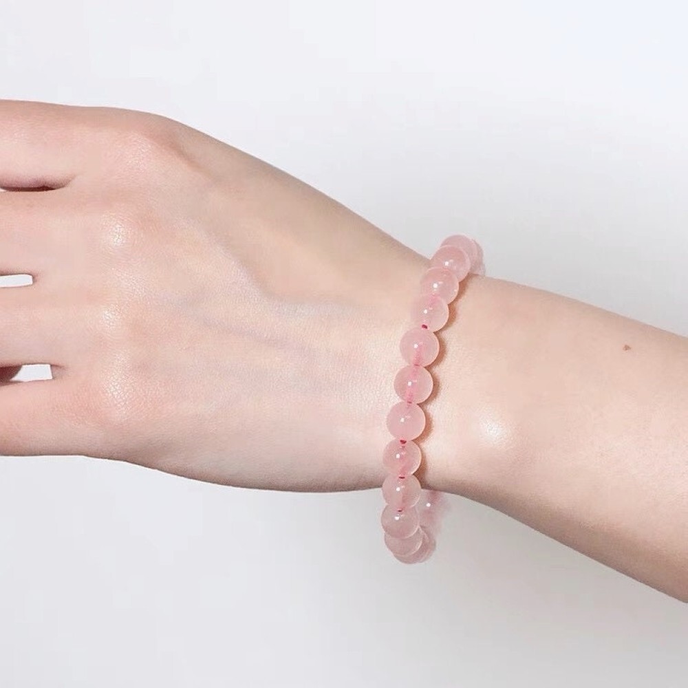 Rose Quartz Beads Dainty Bracelet Pink Natural Gemstone Healing Crystal Bracelet
