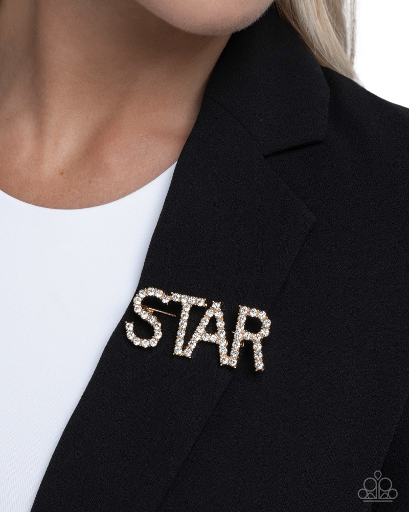 Superstar Sum – Gold Paparazzi Brooch