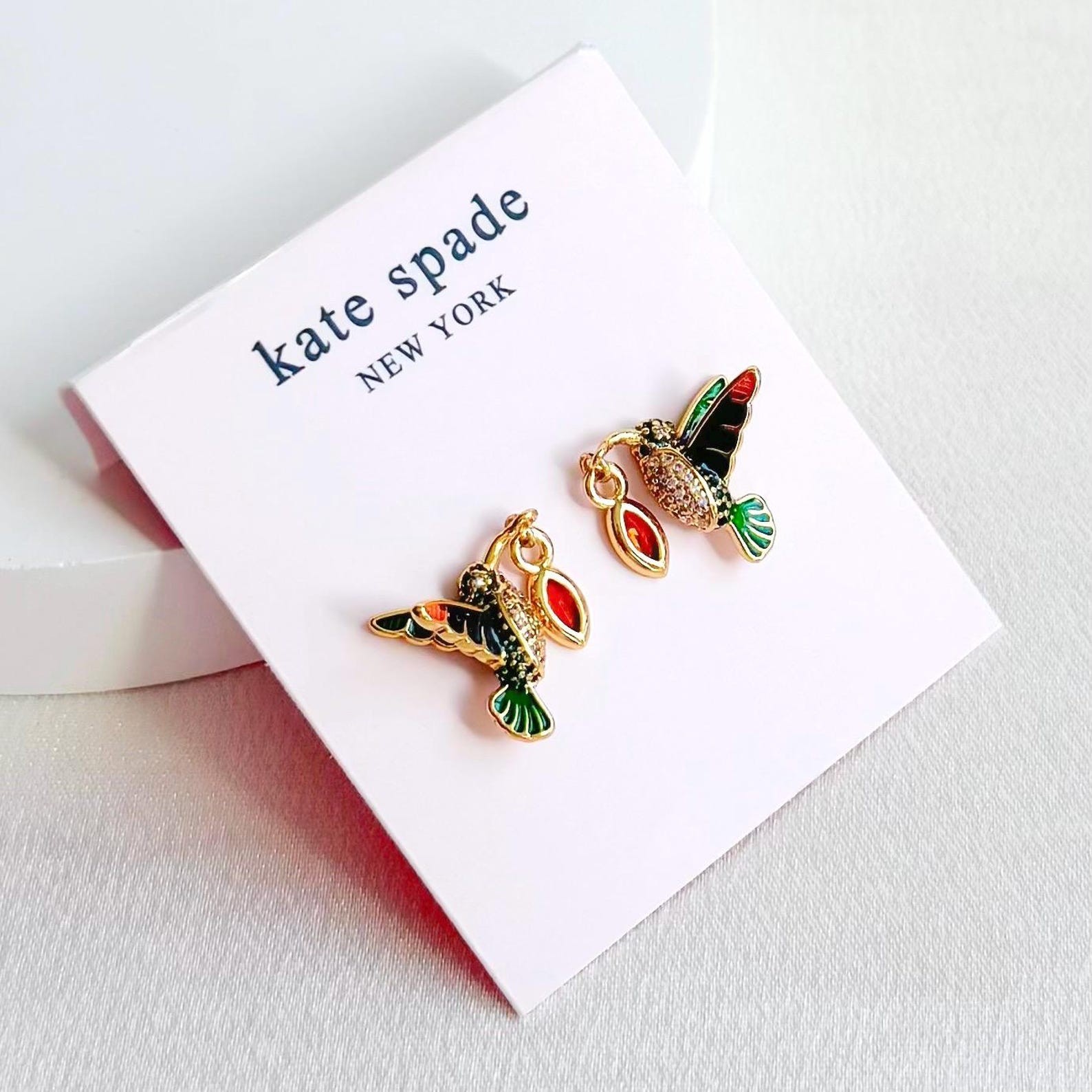 Kate humming bird red stud earrings Gift for her