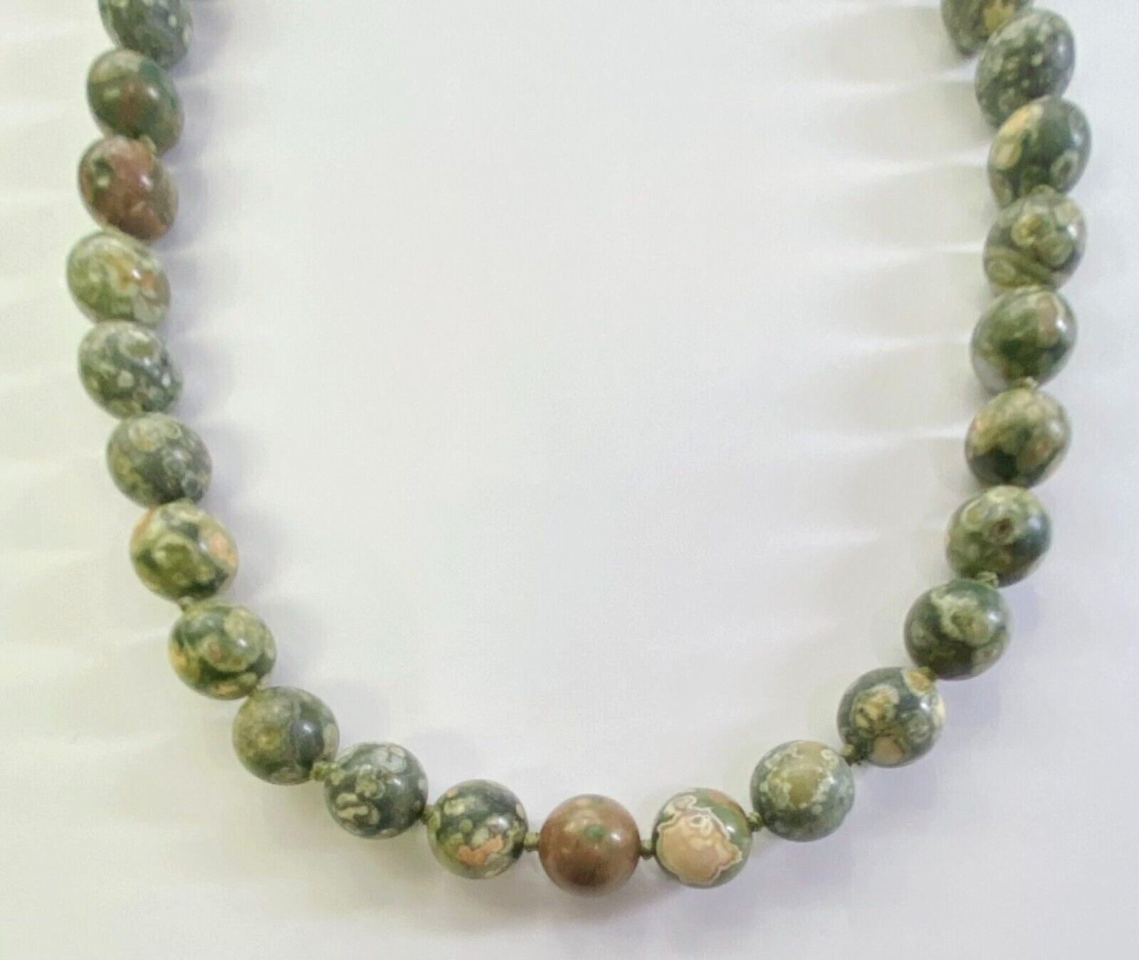 QVC Opaque Gemstone Gold Plated Sterling Rhyolite Bead 12.0mm 20″ Necklace,