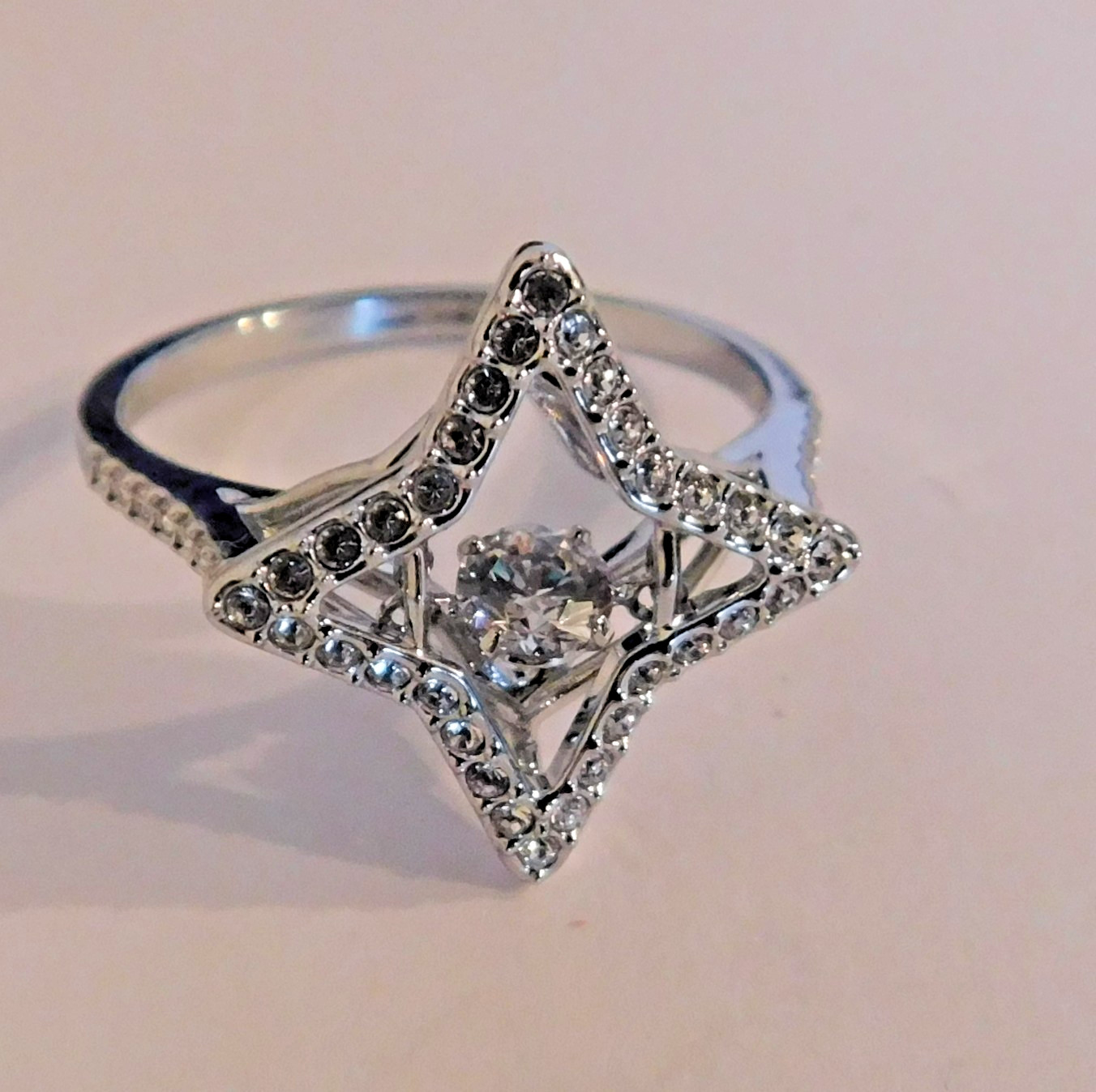 Swarovski Rhodium Plated Sparkling Dance Star Ring Size 58.5 (US 8.5) in Box