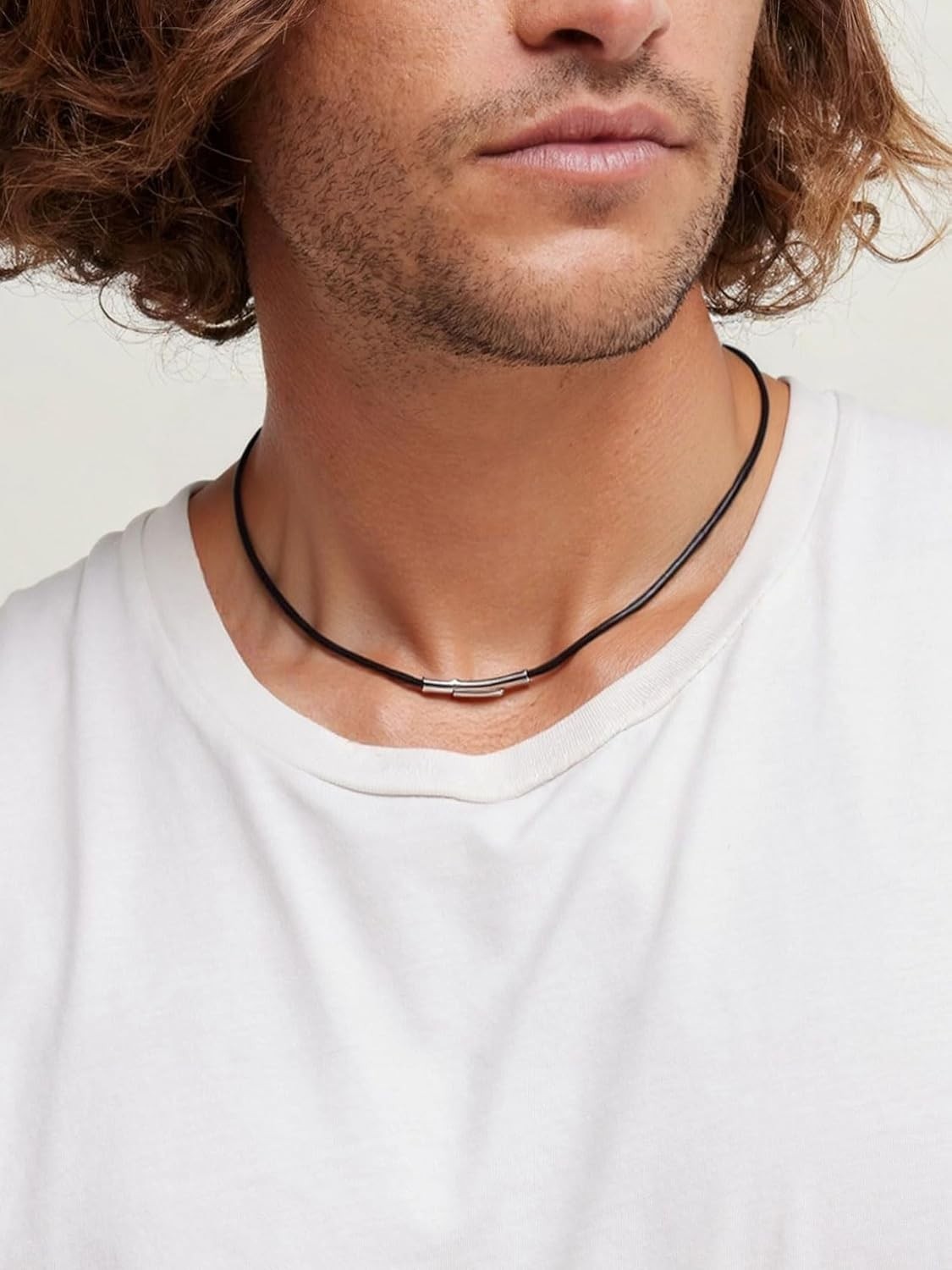 Men’s Waterproof Leather Necklace Cord – Custom Lengths 16-30 in., Snap Clasp