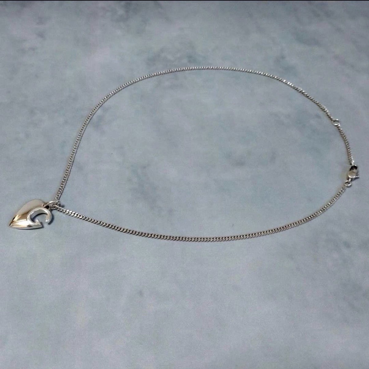 GUCCI Necklace Pendant Silver 925 Heart Motif G Women SV925 with Box Used