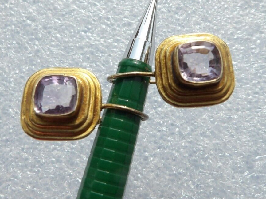 Gold Plated 925 stamped 92.5% sterling Silver Earrings with pink stones