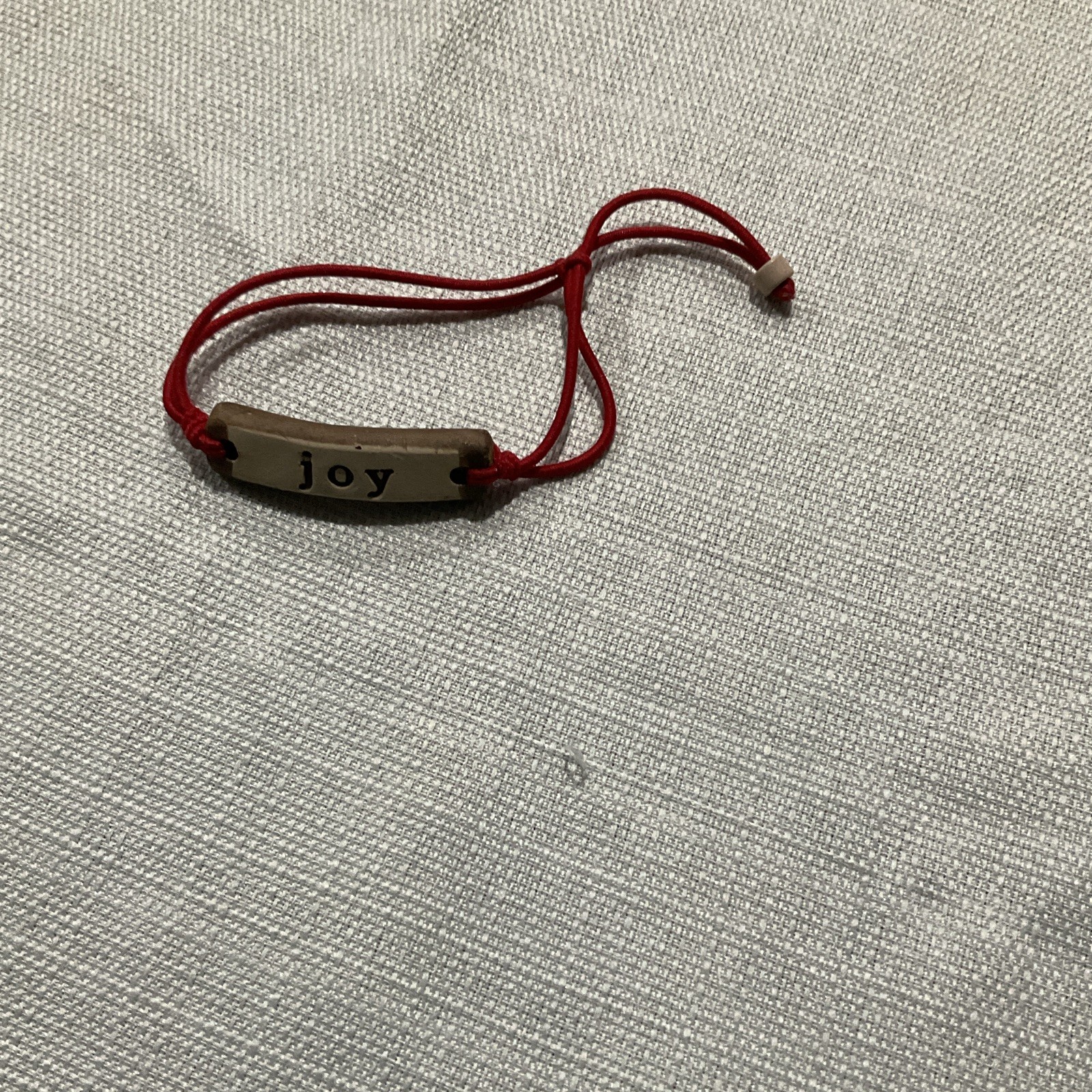 Red Cord Adjustable ID Bracelet Rectangle “Joy” Bar, No Main Stone