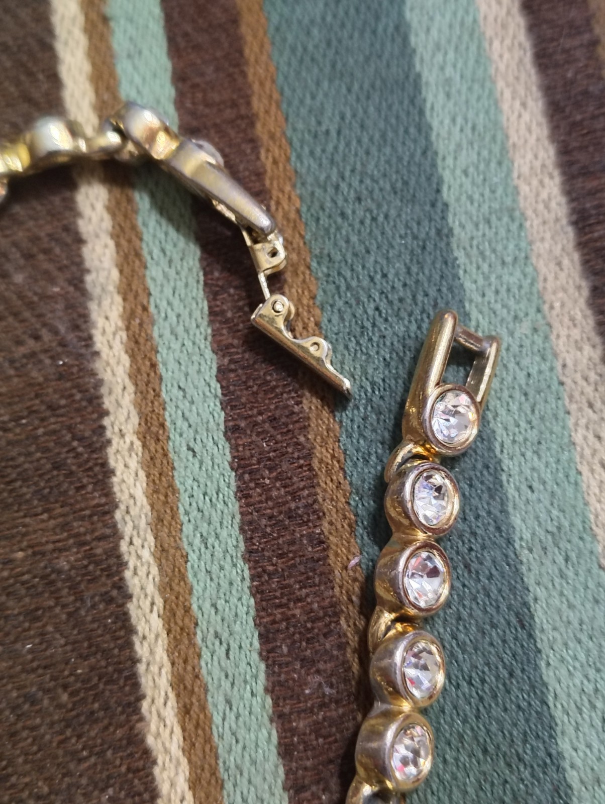 Swarovski Tennis Bracelet, Side Slide Clasp,Vintage, Gold Plated, Clear Crystals