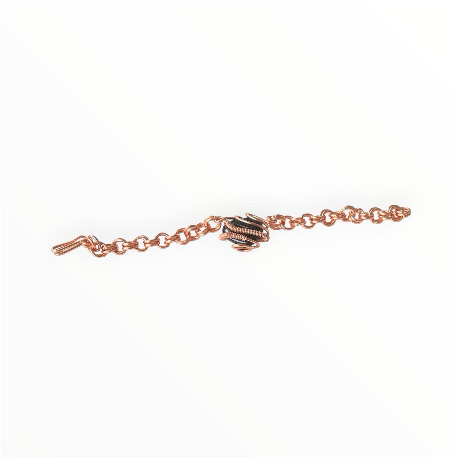 Copper Link Chain Dangle Charm Bracelet, Hook Closure, Copper Tone