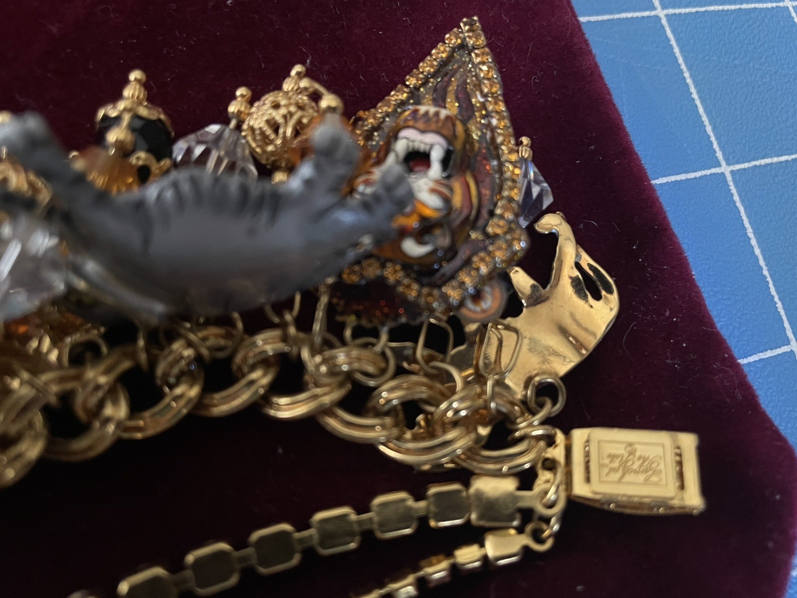 RARE LUNCH AT THE RITZ JUNGLE BRUNCH 22k Gold PlatedCHARM BRACELET.