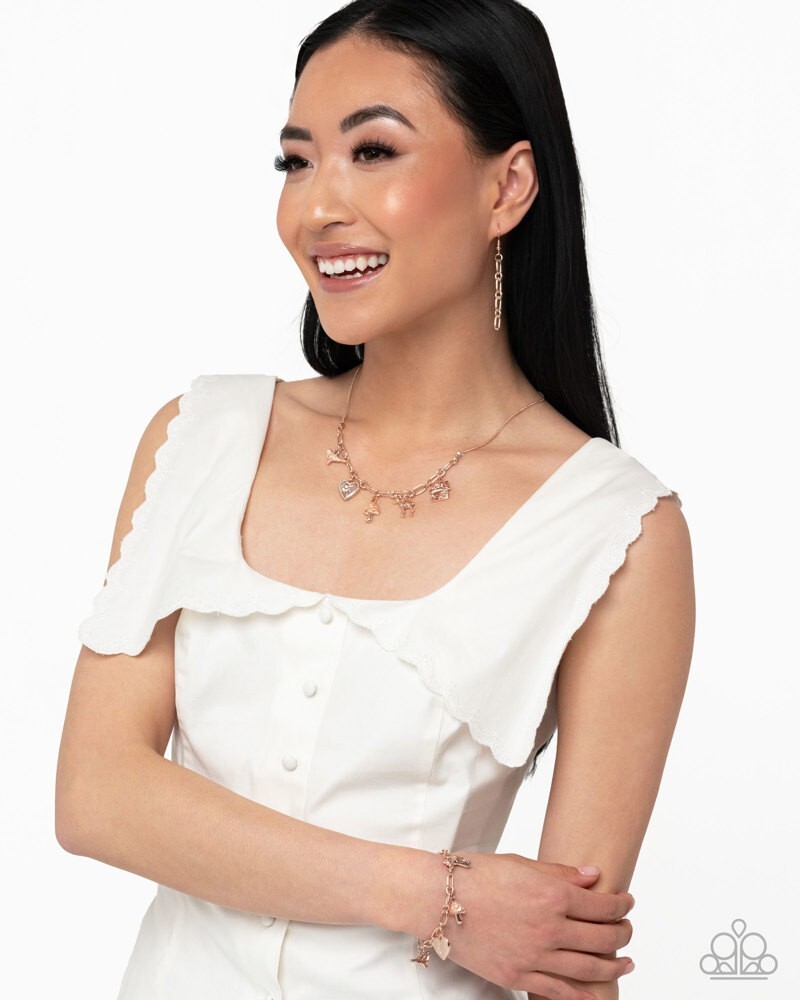 Paparazzi Fairytale Flourish – Rose Gold – Whisical Charms – Adju. Bracelet