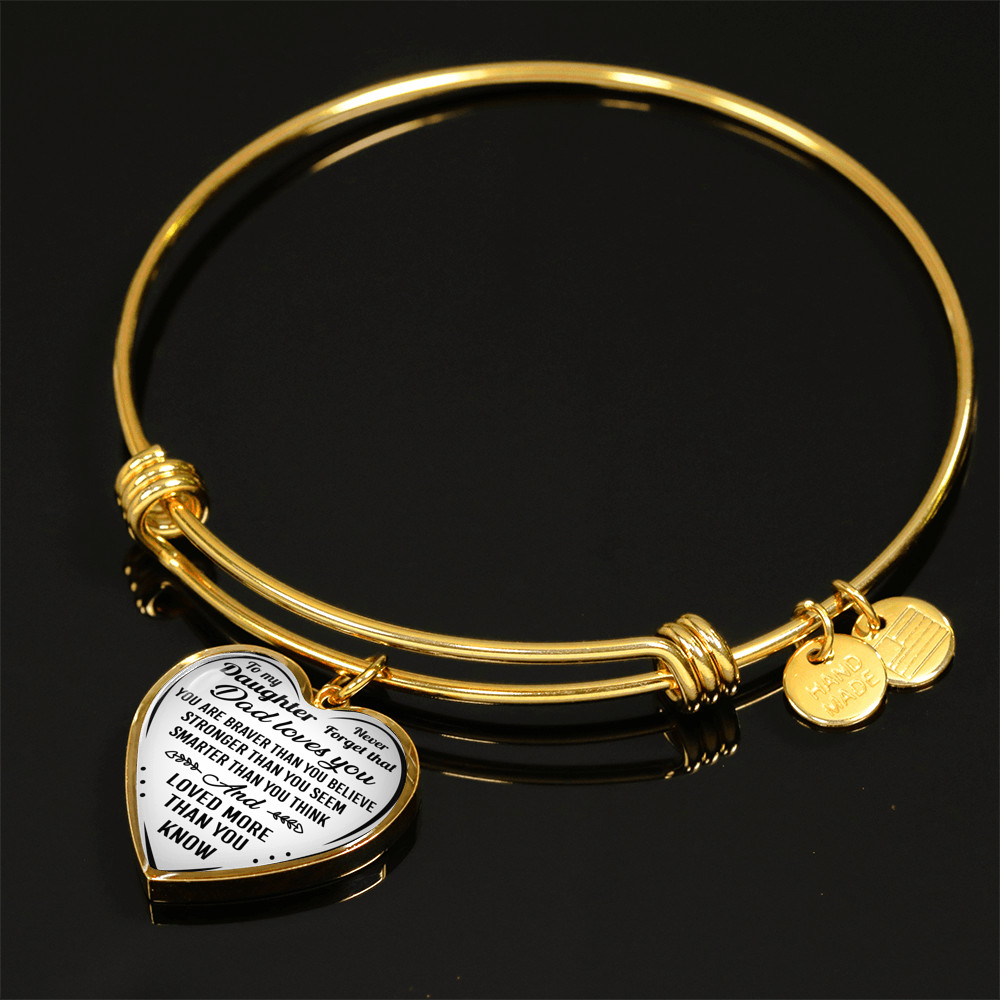 To My Daughter Bracelet Bangle Pendant Gifts From Father For Girls Dad Loves You