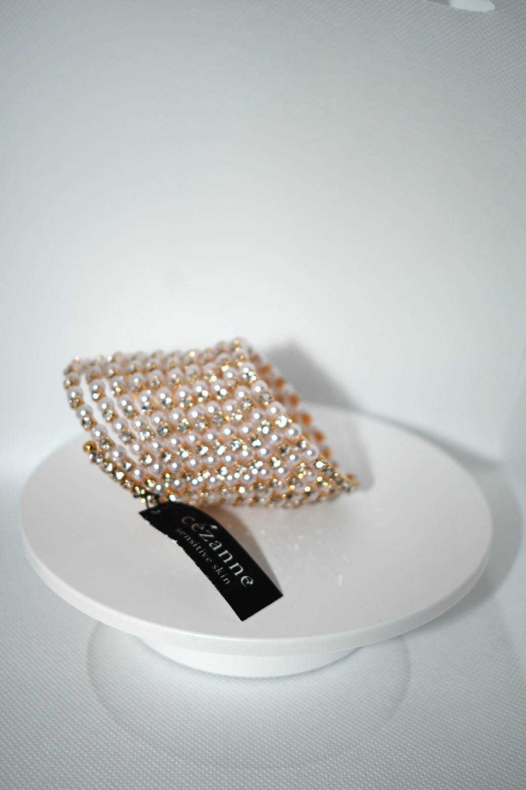 Cezanne Gold Coiled Pearl & CZ Slip On Bracelet #MRB34625GLD NWT