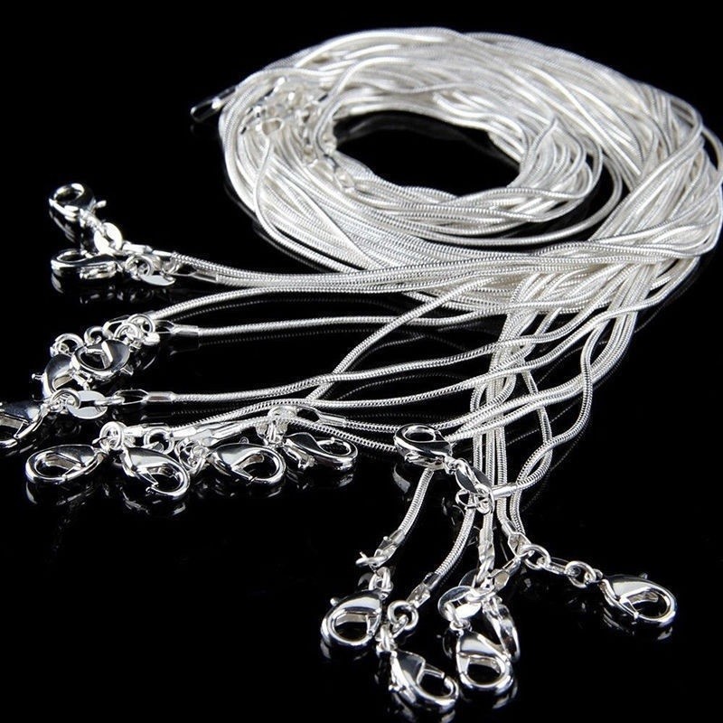 Fashion 925 Sterling Silver Lobster Clasp Snake Chain 20″ For Pendant Necklace