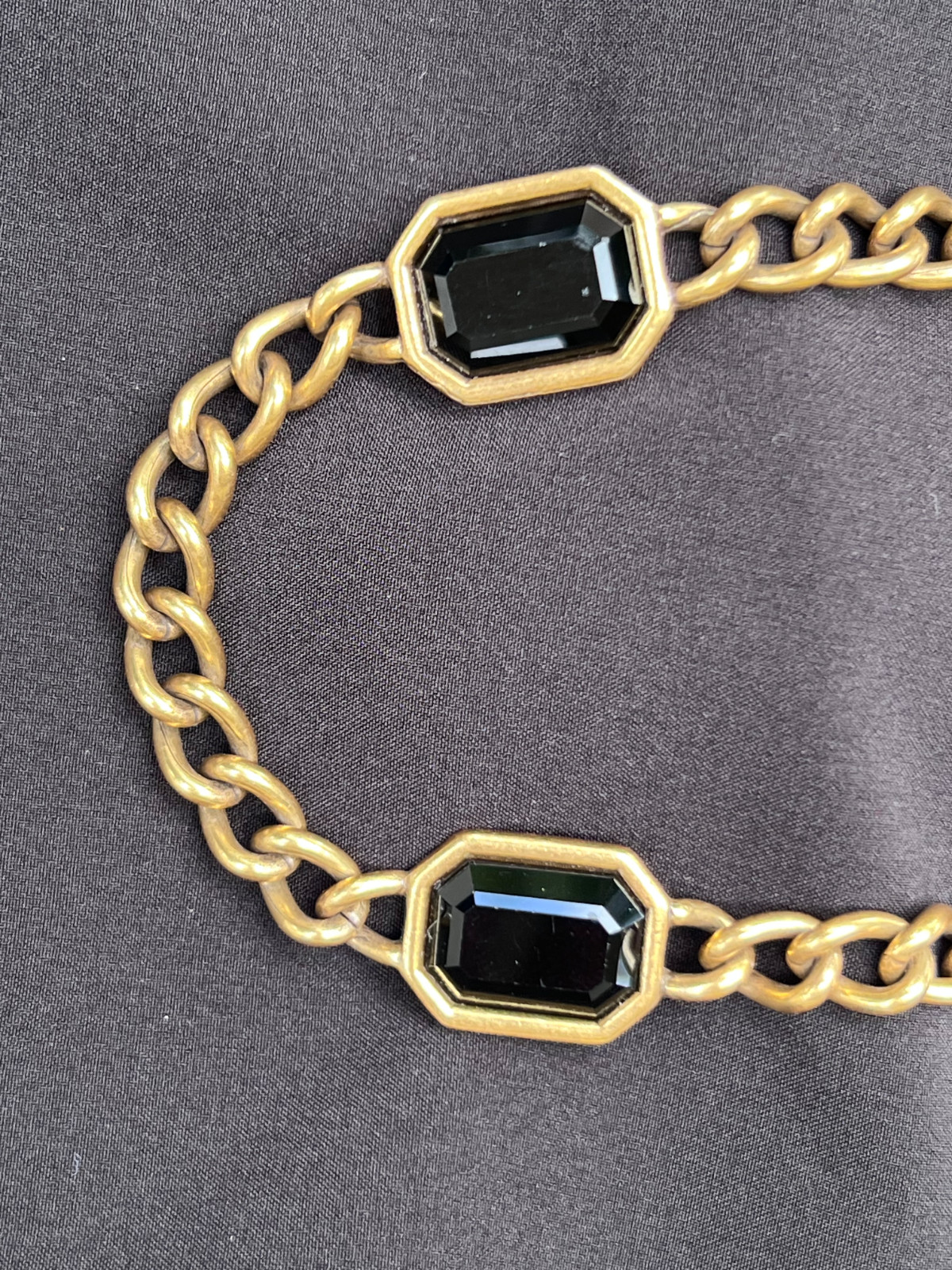 Vintage Yves Saint Laurent YSL Gold Black Cabochon 36″ Chain Necklace
