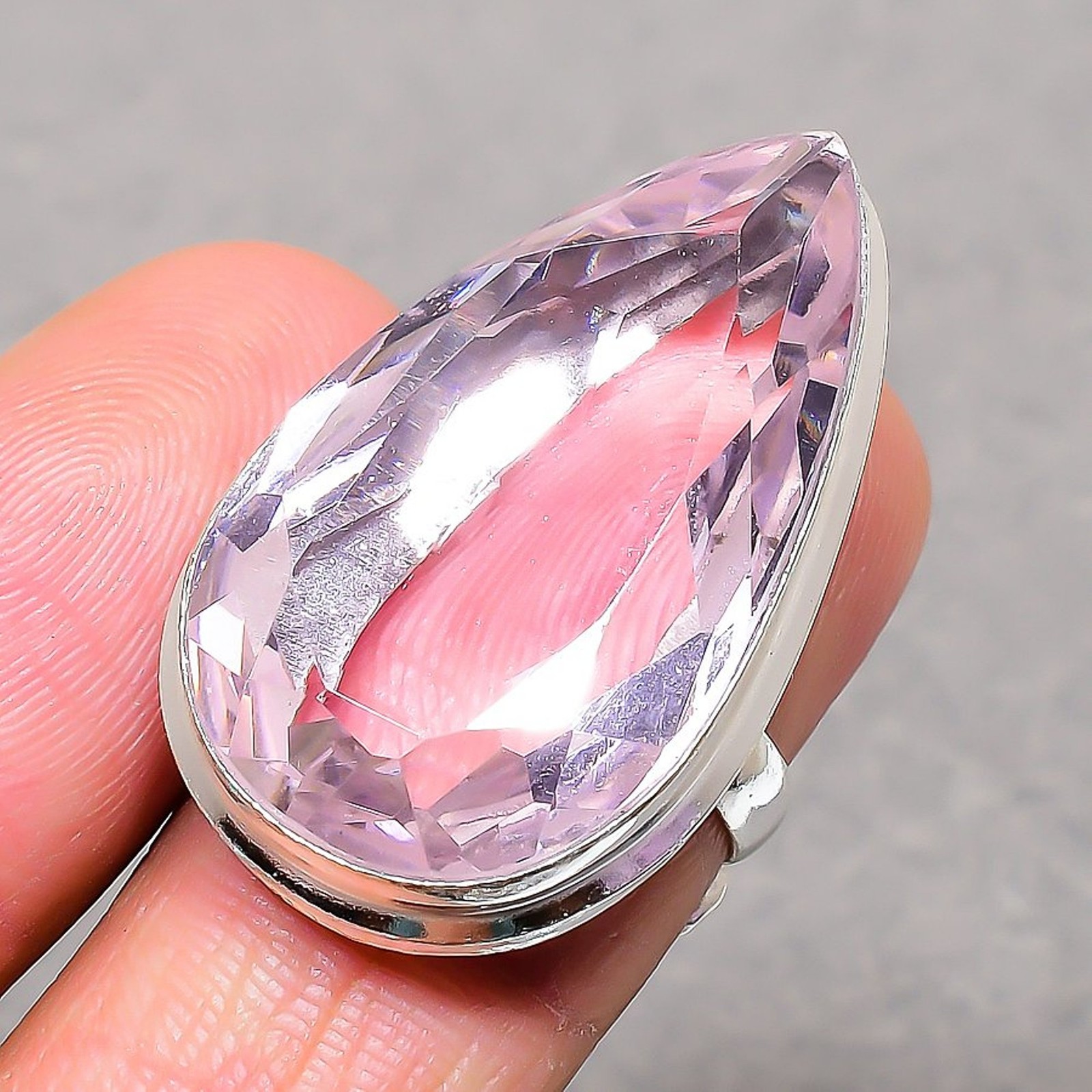 Pink Kunzite Pear Shape Gemstone Adjustable Ring Statement Handmade Gift Jewelry