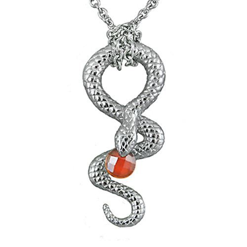Snake Necklace Stainless Steel necklace pendant with Red Agate By Controse