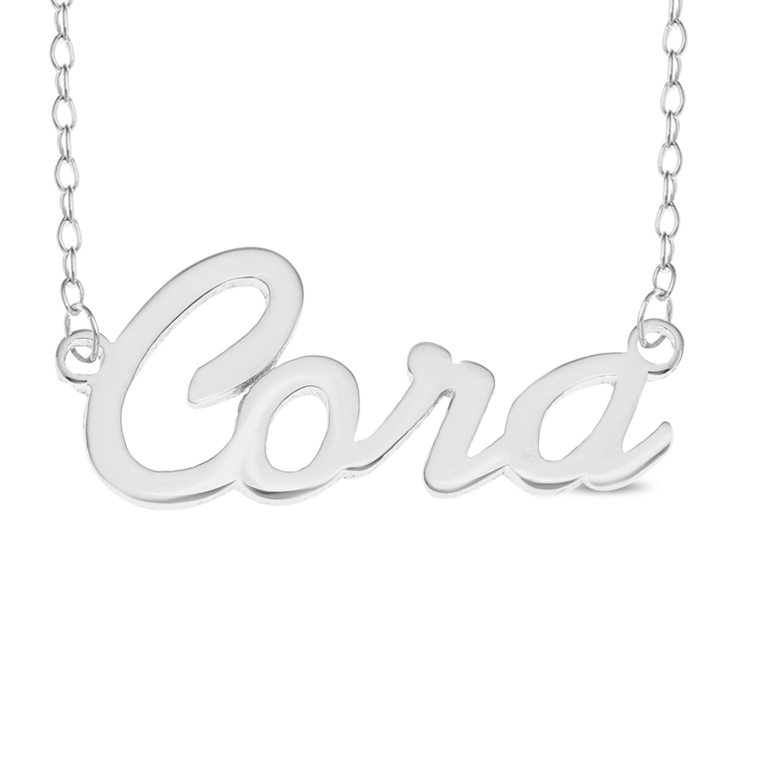 Cora Name Plate Necklace Pendent Sterling Silver female Personalized Custom gift