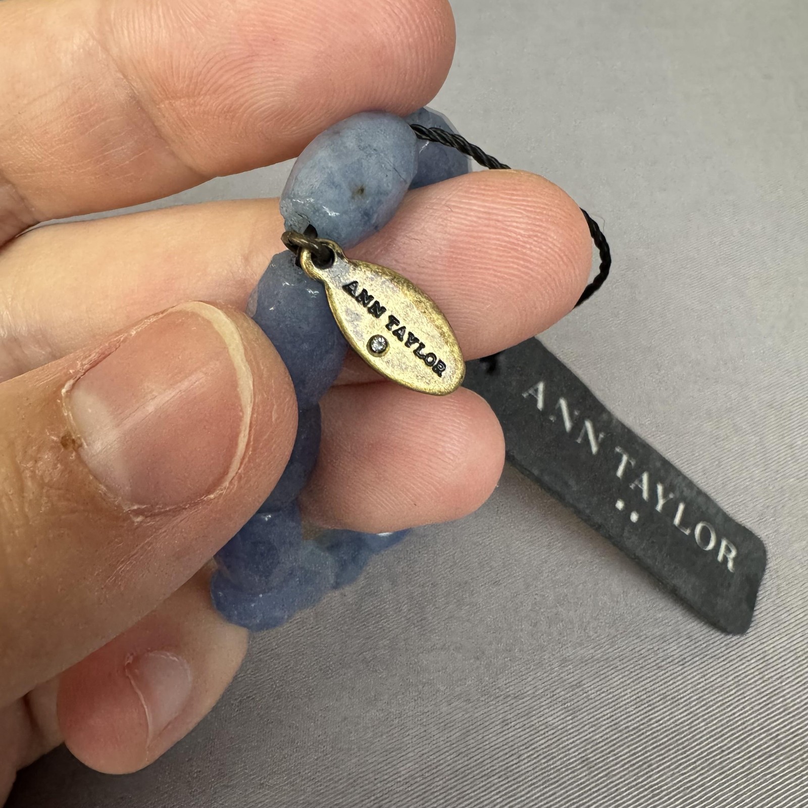 Ann Taylor Bracelet Blue Faceted Beaded Charm Stretch Womens 8 In Jewelry