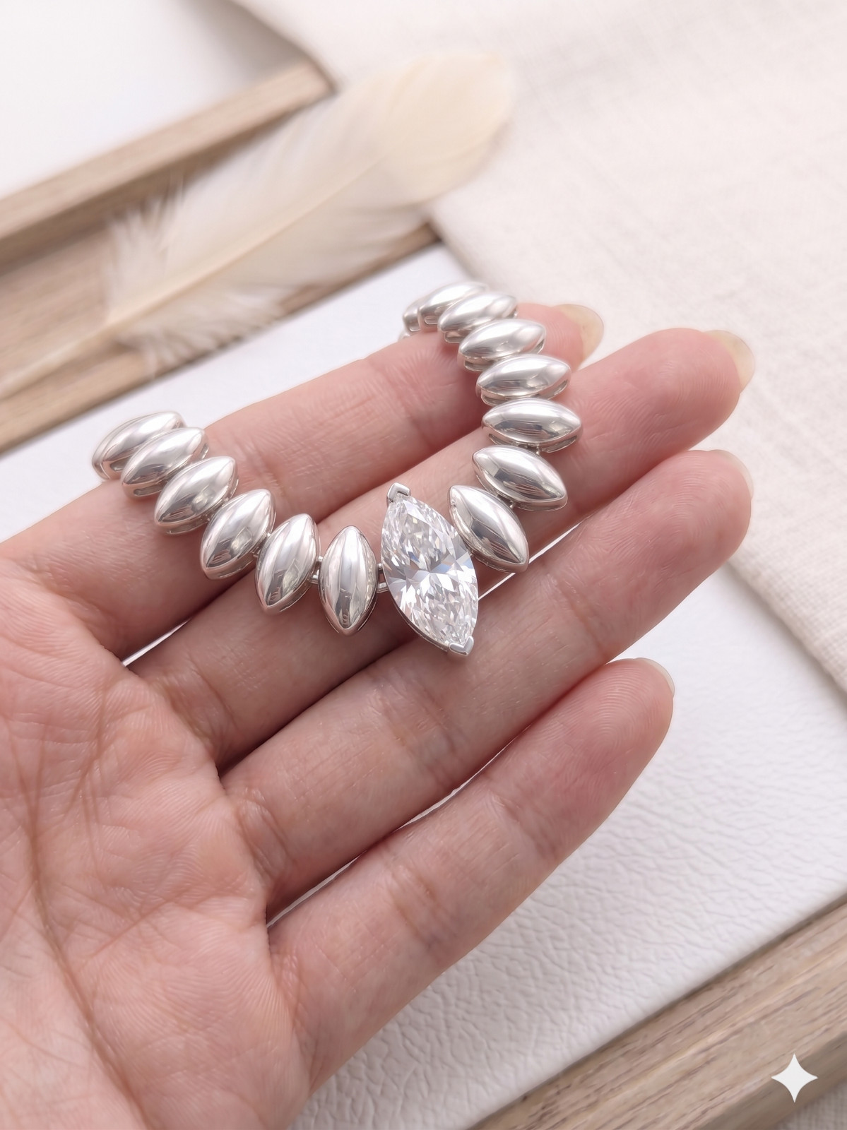 Natural Moissanite Marquise Cut Necklace For Women In 925 Sterling Silver