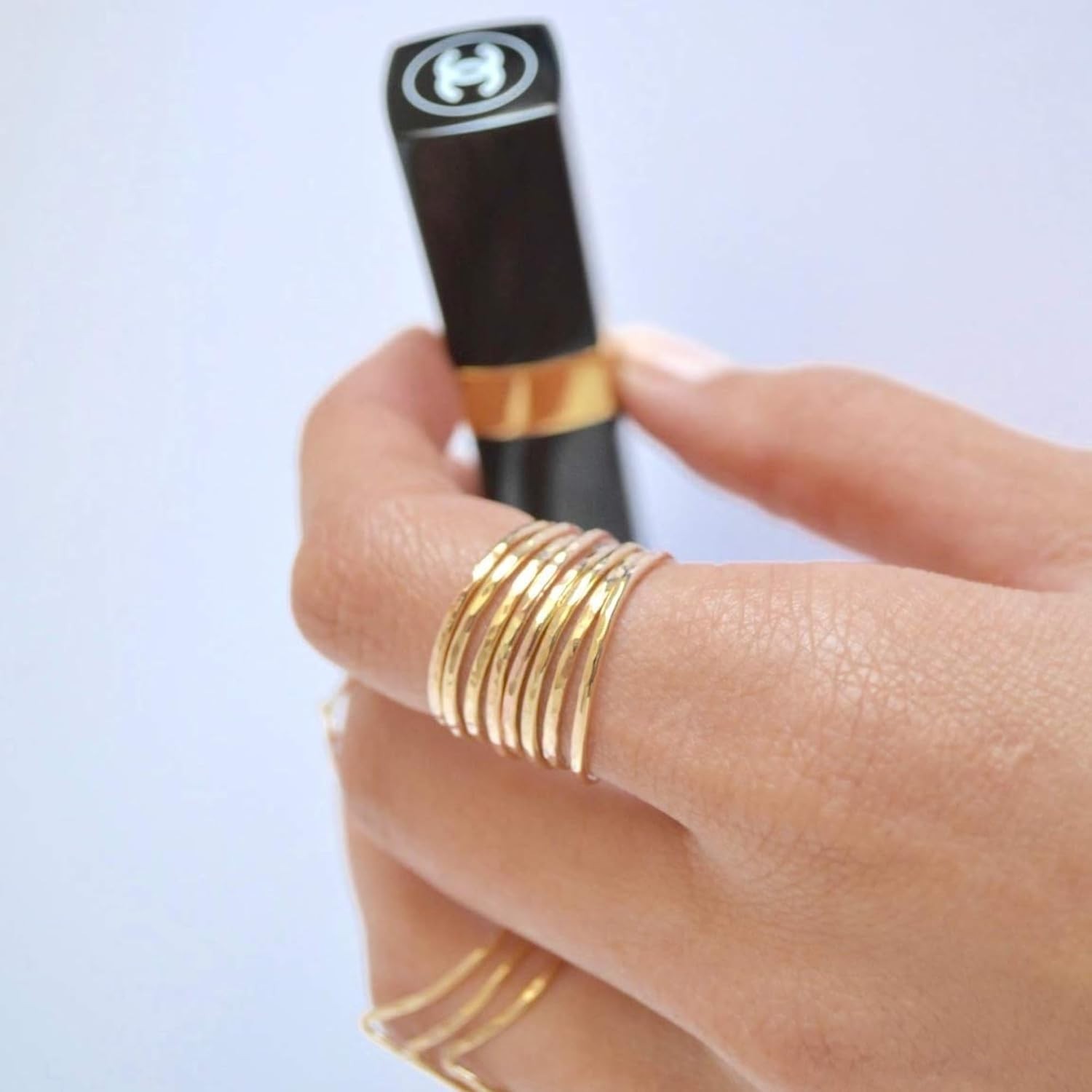 Thin Hammered Gold Rings, Minimalist Stacking Jewelry
