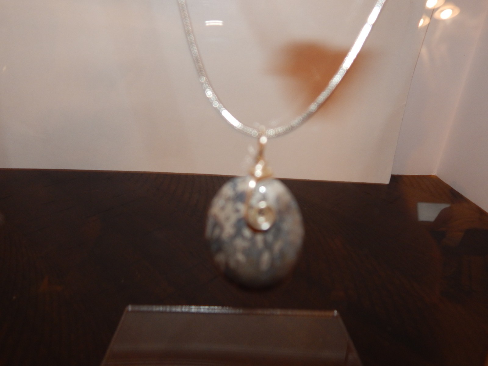 Semi Precious gem stone hand made wrapped 18″silvertone Necklace