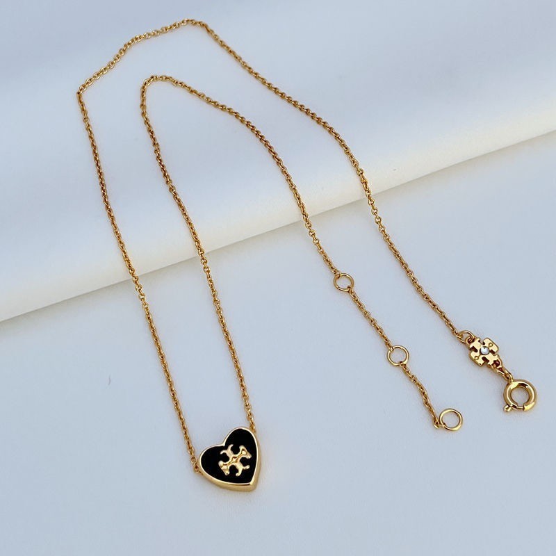 New Burch Gold & Black Heart Necklace with Jewelry Pouch Size:45cm