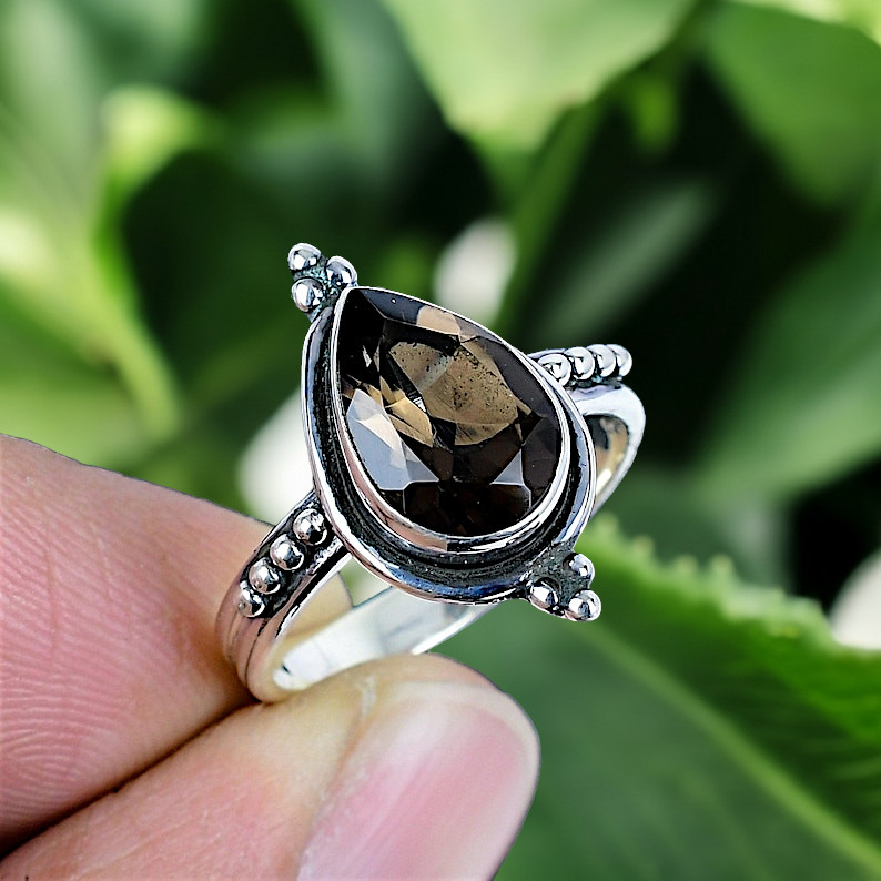 Smokey Quartz Ring 925 Sterling Silver Ring Handmade Gemstone Ring Women’s Ring
